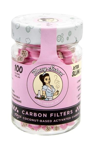PURIZE® Aktivkohlefilter, XTRA Slim "Blazy Susan" PINK, ø 5,9mm, 100er GLAS